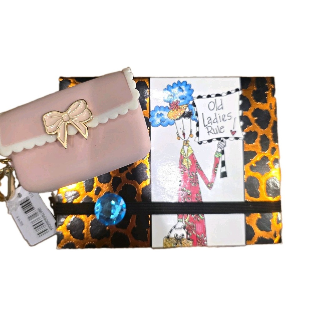 Bath & Body Works  Pink Bow Purse Pocket Holder & Old Ladies Mini Notebook